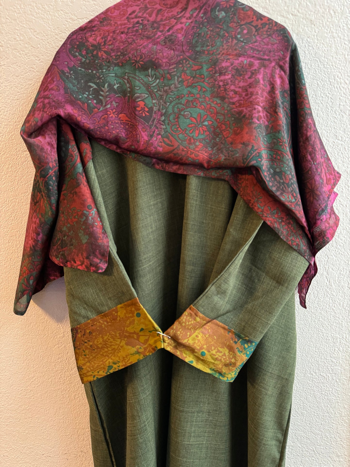Starlight dark green & mix match yellow matching dress & hijab set