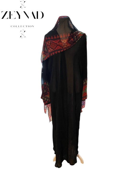 Black Multicolor Abaya