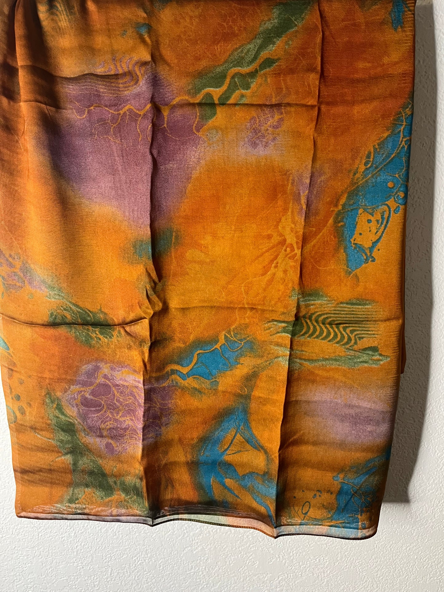Orange & Blue Mixture Chiffon Hijab