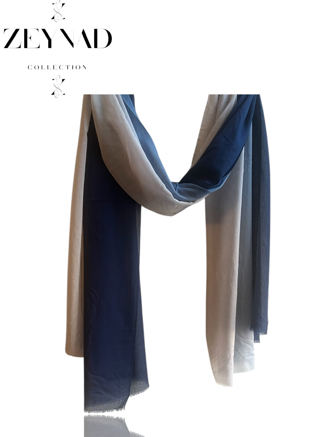 Gradient blue & white Ombré Modal Hijab