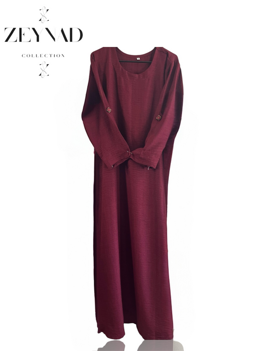 Burgundy Button Sleeve Dress