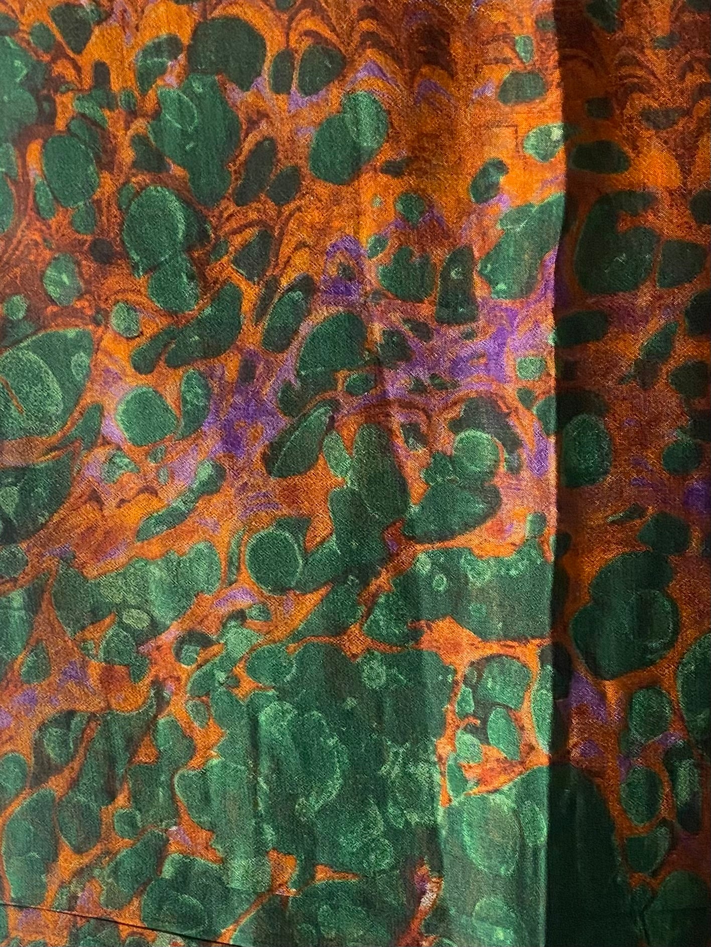 Electric Orange & green chiffon hijab