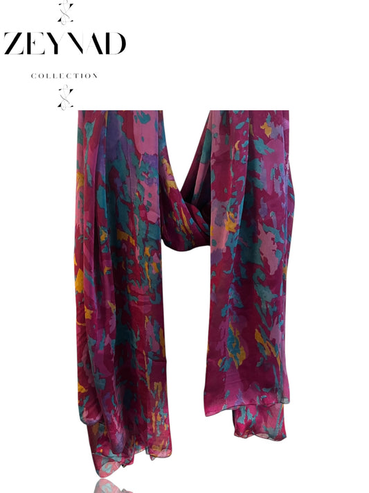 Lavender Shadow Blossom Chiffon Hijab