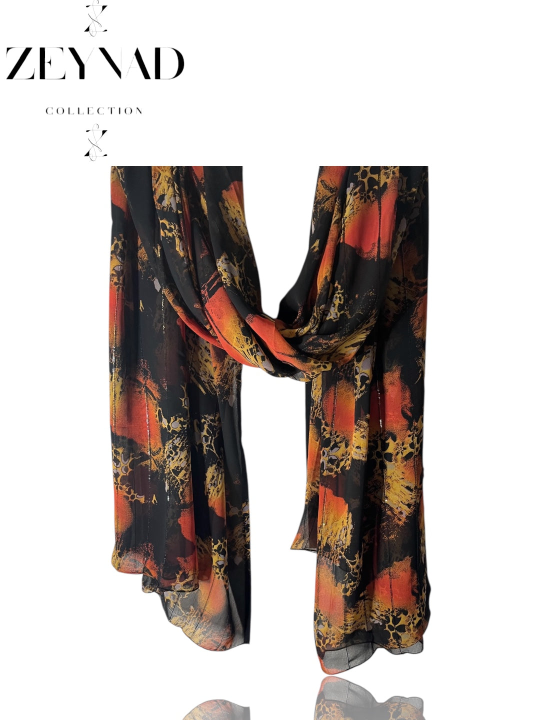 Fire Orange & Black Mirage Chiffon Hijab