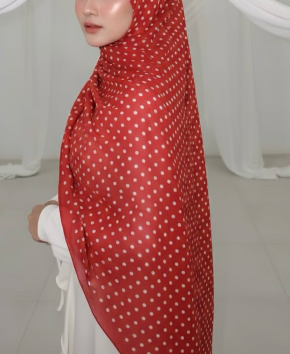 Crimson ZEYNAD polka dot print