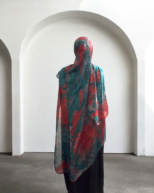 Aqua Shadow Blossom Hijab