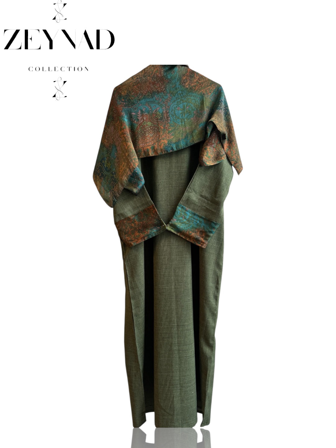 Bright green & blue flow matching dress & hijab set