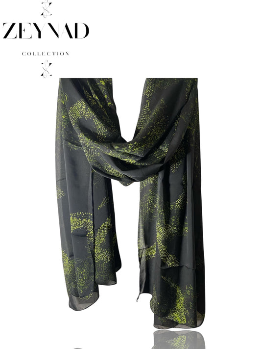 Green & black dusk chiffon hijab