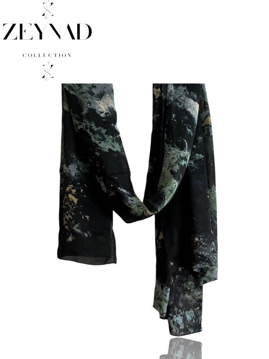 Summer static black & green chiffon hijab