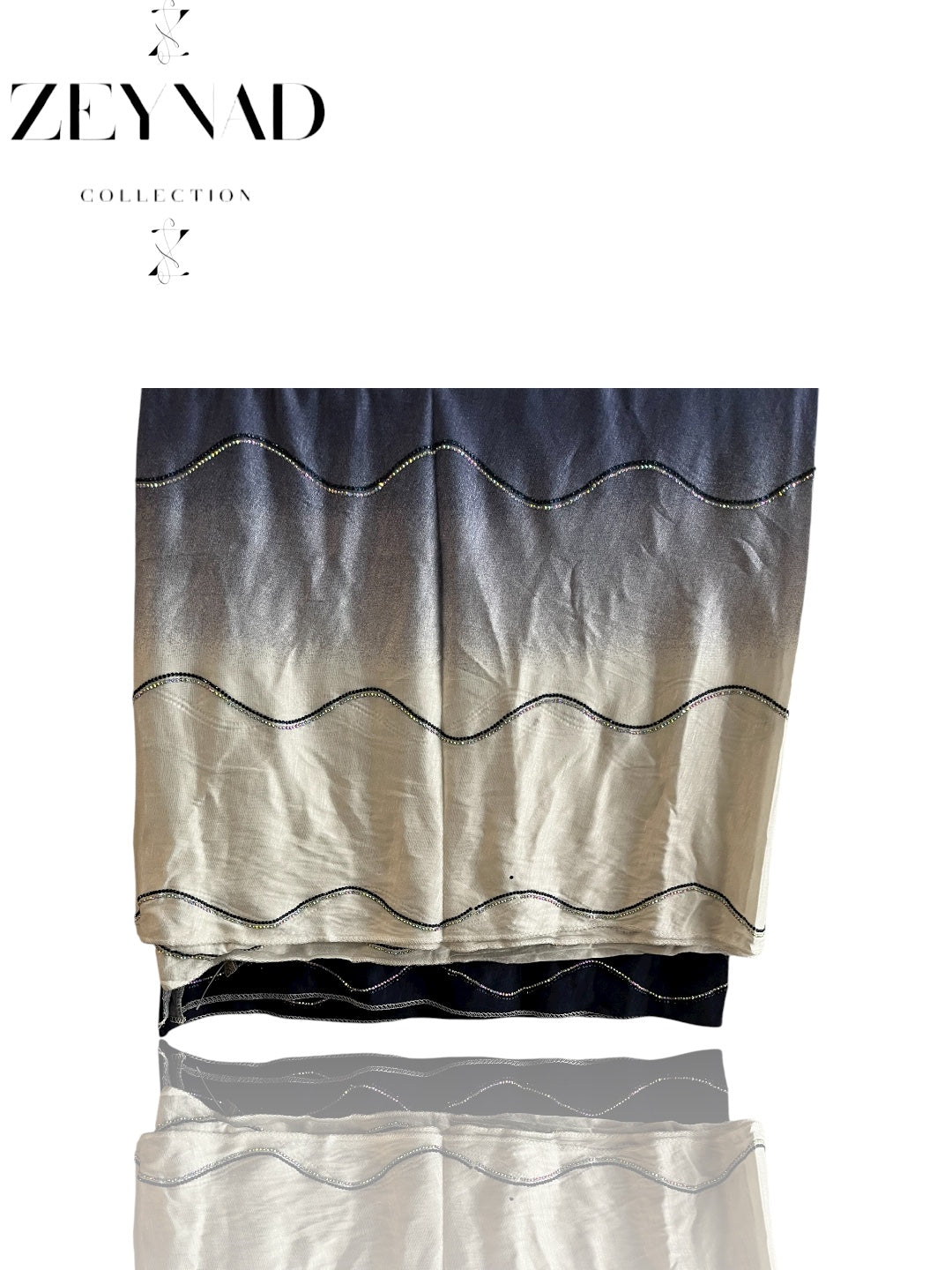 Deep navy blue & faded white ombré jersey hijab
