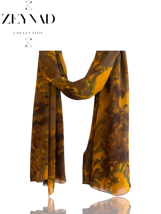 Intense orange forest chiffon hijab