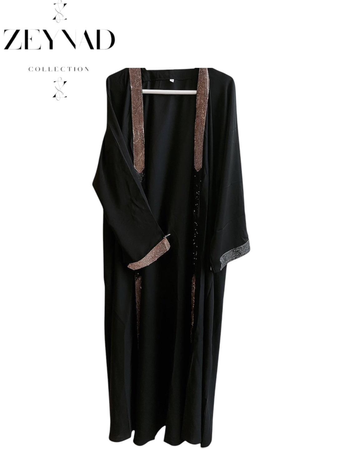 Gold lined three piece open Abaya