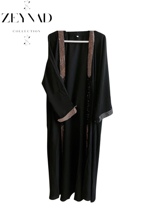 Gold lined three piece open Abaya