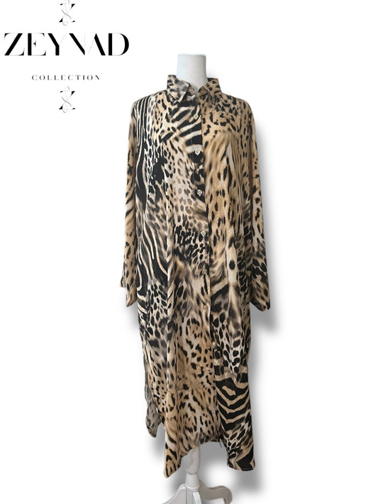 Cheetah Print Buttoned Dress