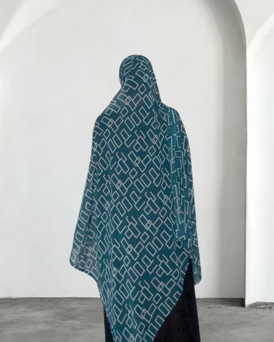 Midnight teal ZEYNAD zigzag print