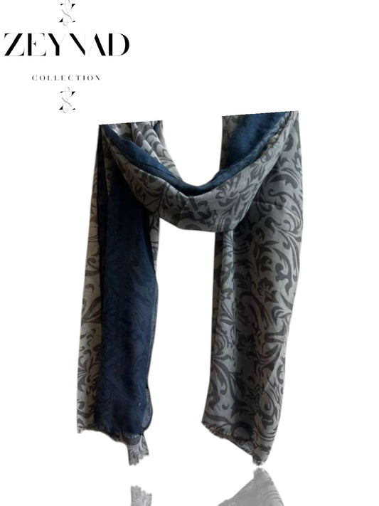 Intense blue & white swirl modal hijab