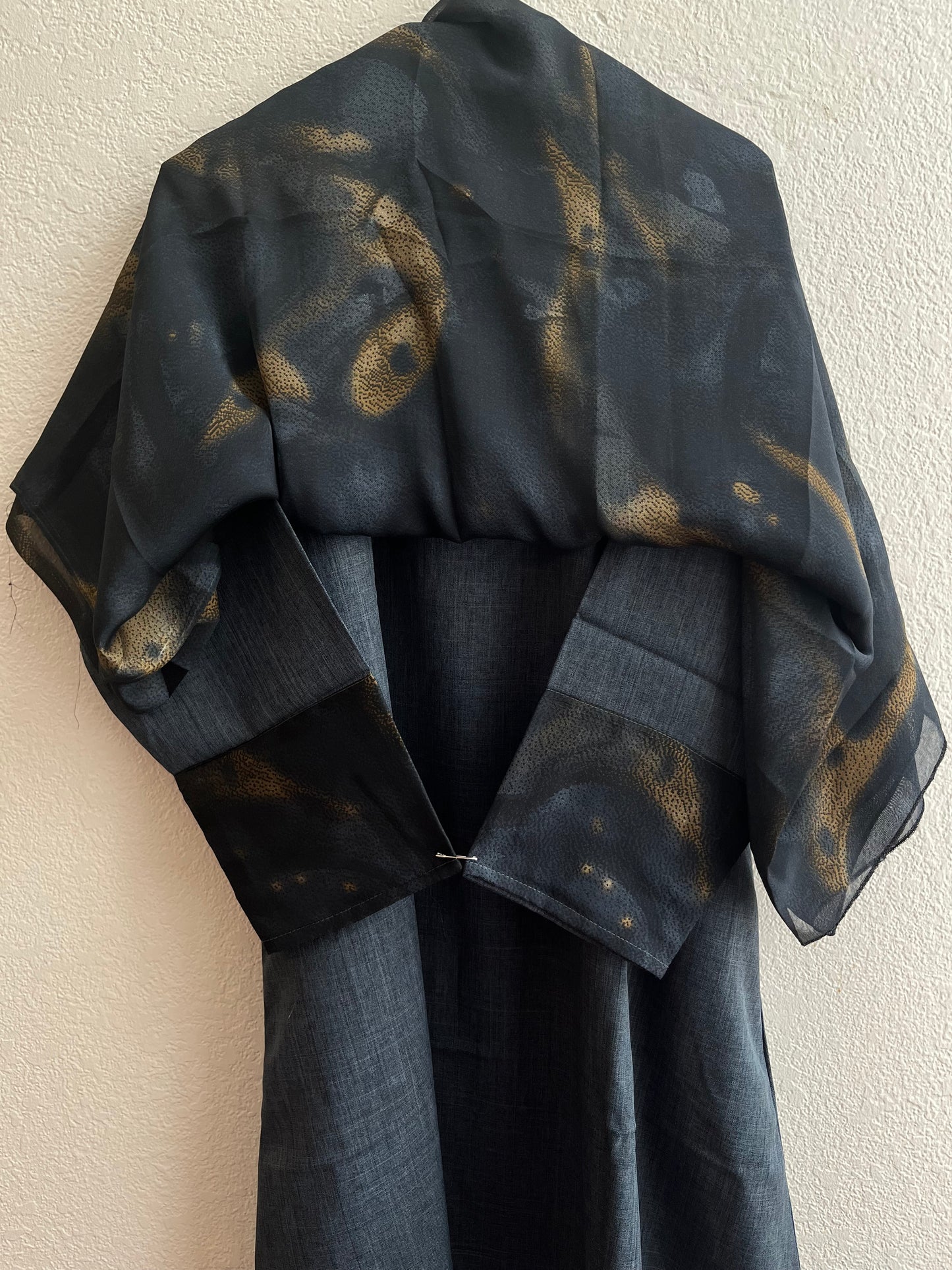 Intense extreme-midnight blue matching dress & hijab set