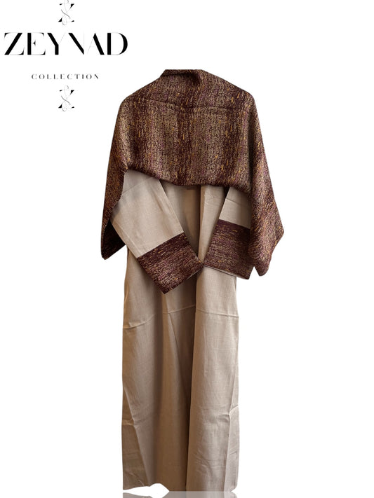 Intense beige-brown mixture matching dress & hijab set