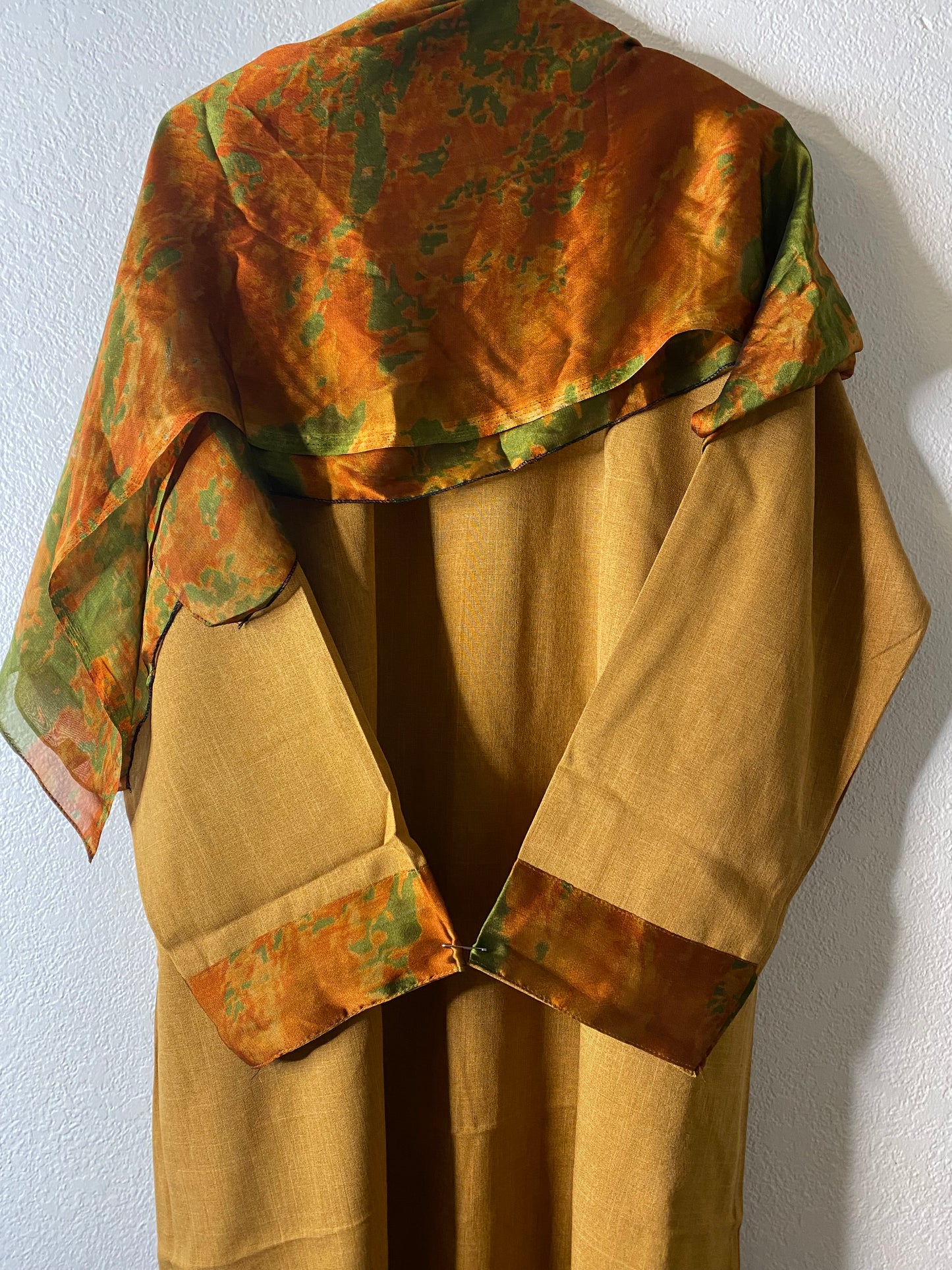 Orange green spice matching dress & hijab set
