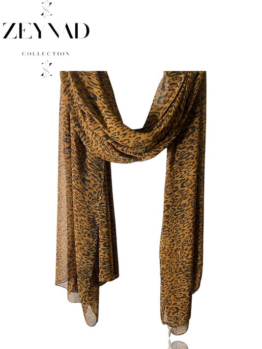 Sleek orange cheetah print hijab