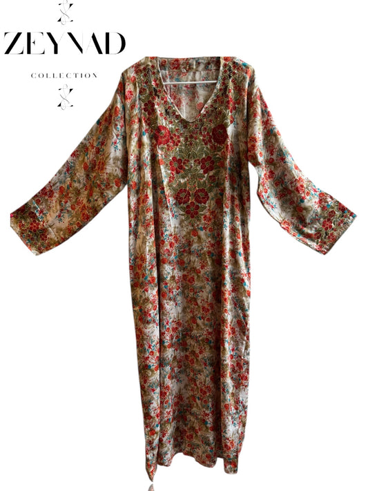 Orange rose Jalabiya dress COMES WITH FREE HIJAB