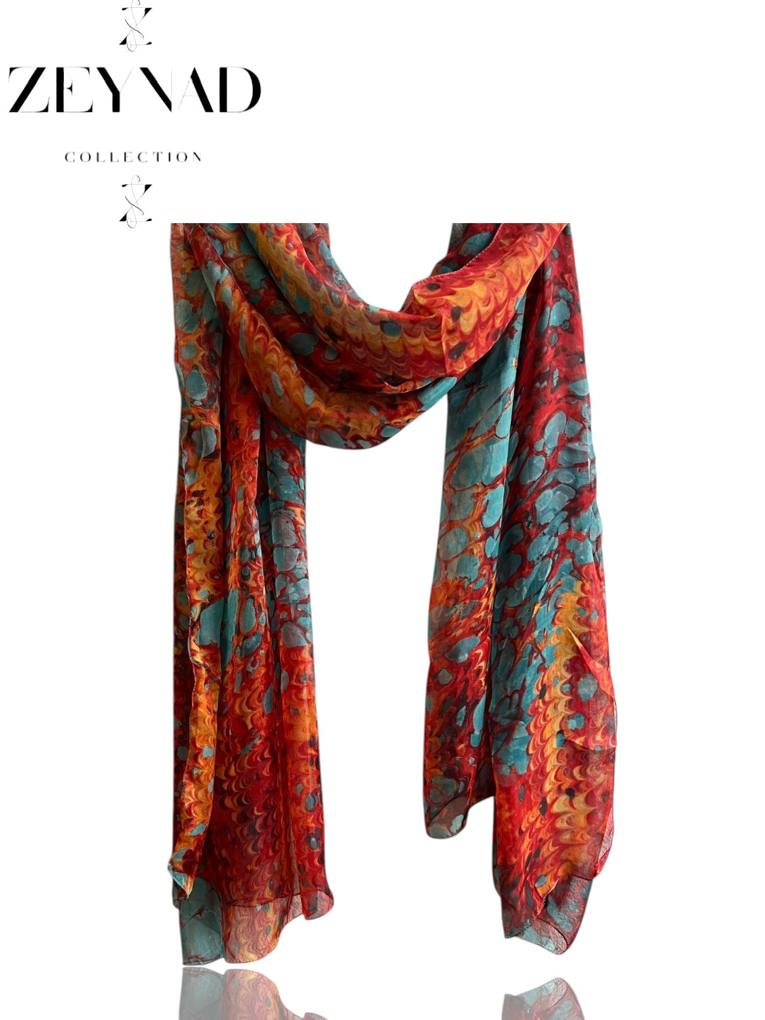 Intense electric orange & sun blue chiffon hijab