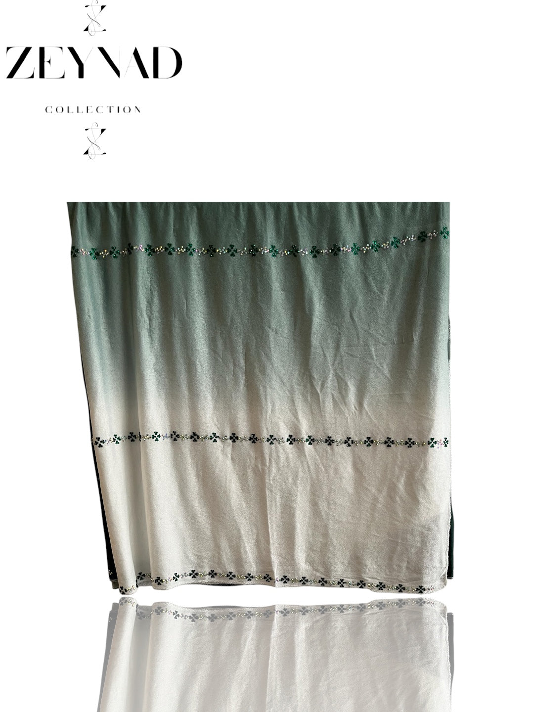 Deep green & faded white ombré jersey hijab