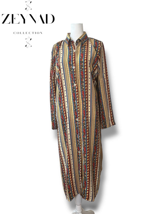 Multicolor Buttoned Dress