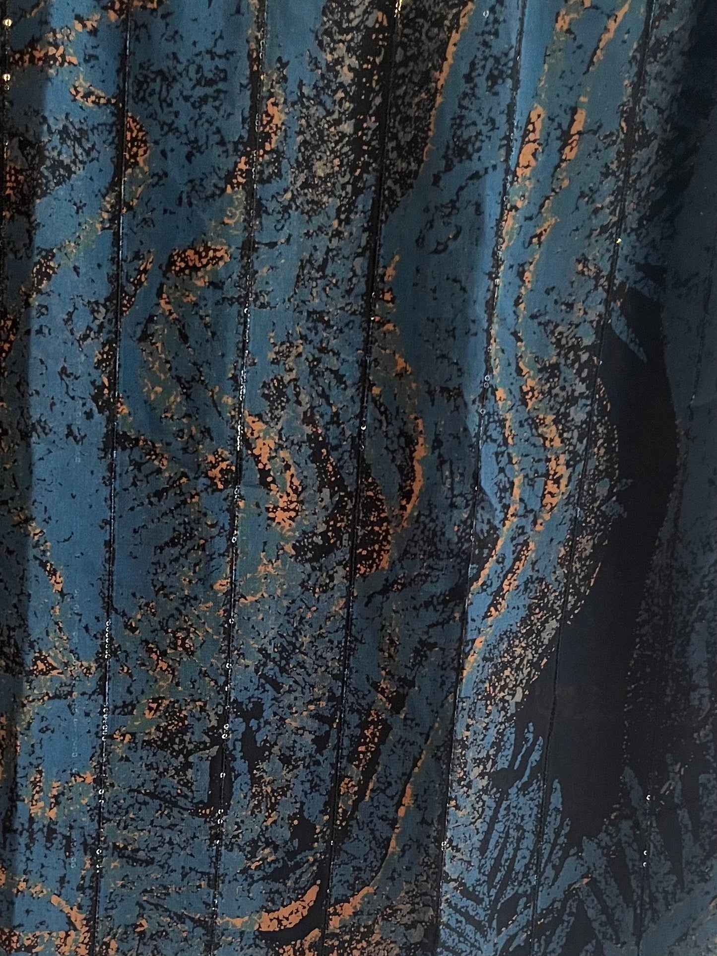 Sable teal & orange lined chiffon hijab
