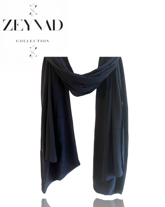 Blazing dark navy blue chiffon hijab