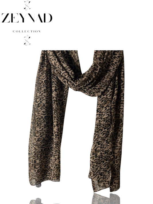 Sleek grey cheetah print hijab