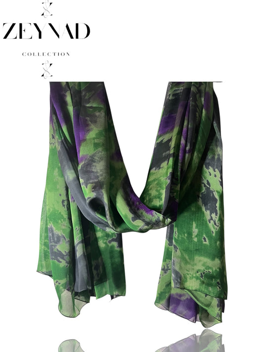 Green & Purple Camouflage Chiffon Hijab