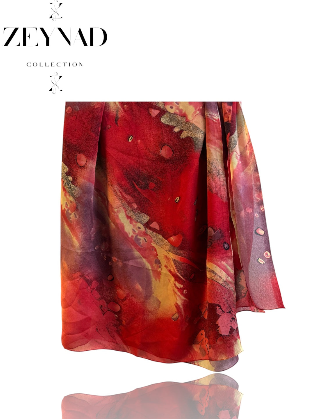 Classic Pink & Red Oceanic Glow Chiffon Hijab