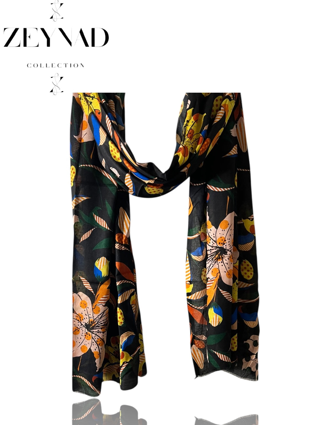 Black & yellow wash faded watercolor forest modal hijab