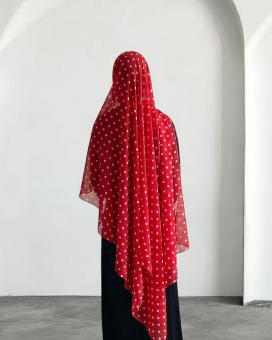 Crimson ZEYNAD polka dot print