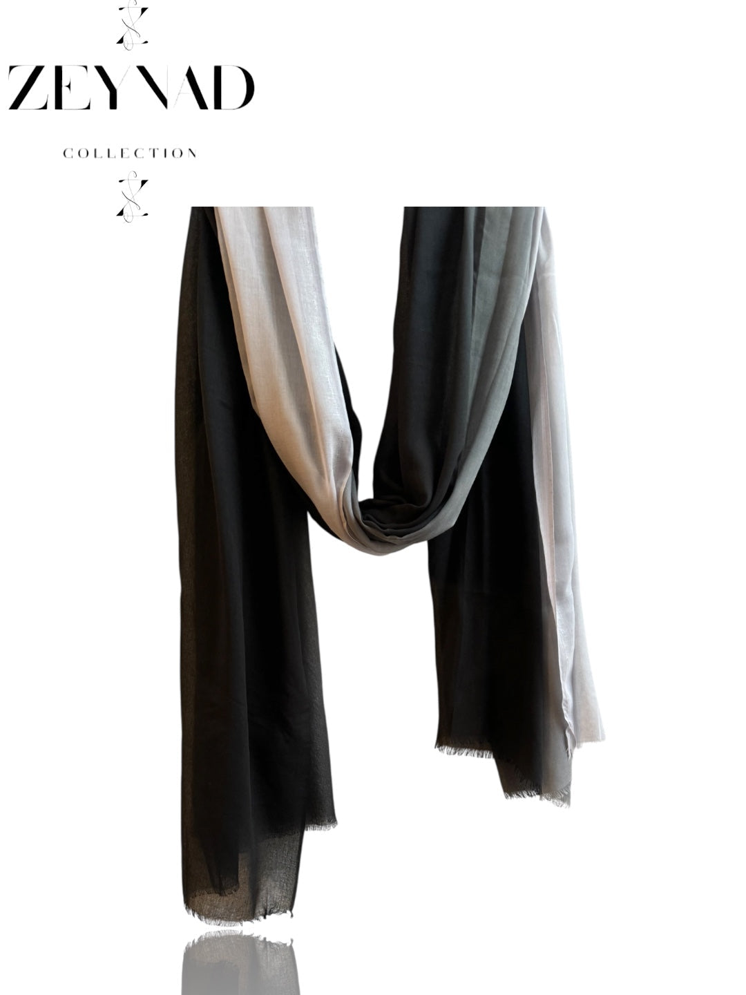Gradient white & black ombré modal hijab